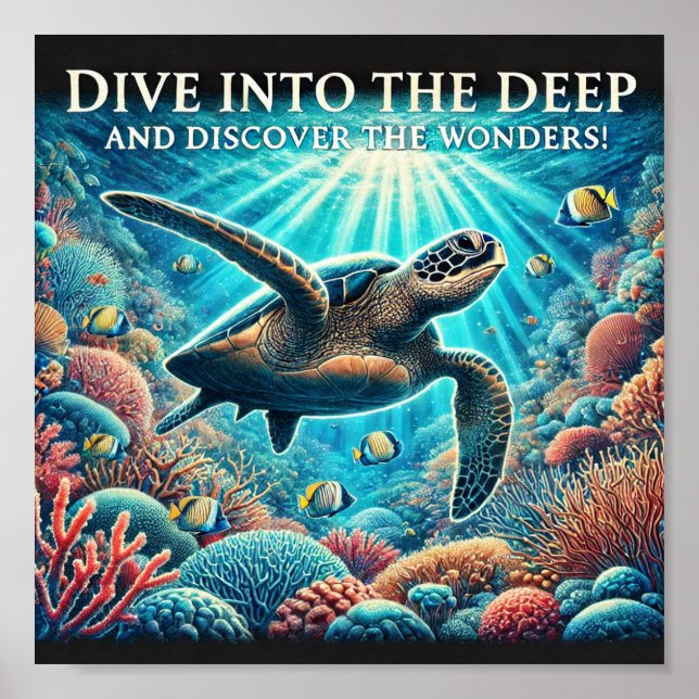 Affiche Tortue de plongée (Devant)