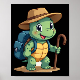 Affiche Tortue Drôle Graphique de Randonnée Camping Amateu