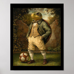 Affiche Tortue Drôle Jouant au Football Graphique Tortue B
