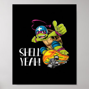 Affiche Tortue Drôle Sur Skateboard Avec Coquille Ouais Sk