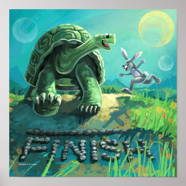Affiche Tortue et lièvre Art (Devant)