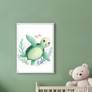 Affiche Tortue heureuse