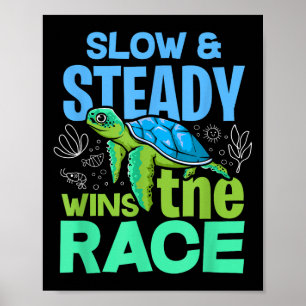 Affiche Tortue Lente Et Régulière Gagne La Course