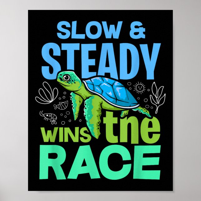 Affiche Tortue Lente Et Régulière Gagne La Course (Devant)
