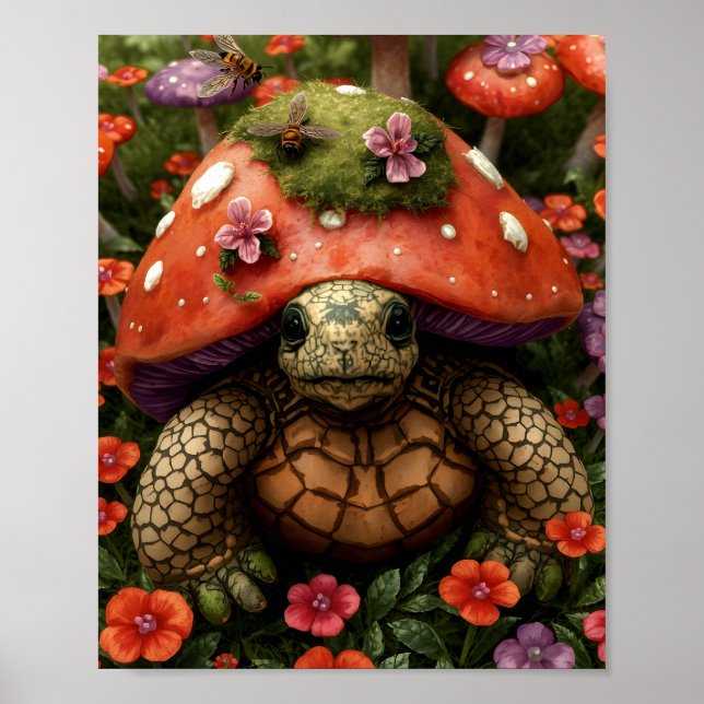 Affiche Tortue magique en Forêt de Fleurs (Devant)