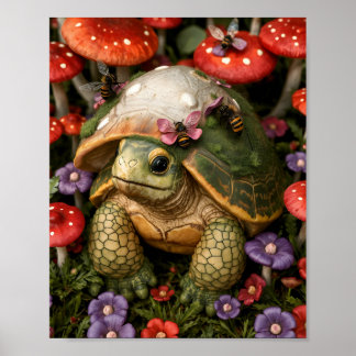 Affiche Tortue magique en Forêt de Fleurs