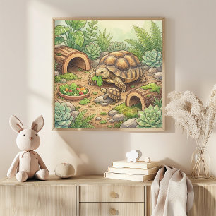 Affiche Tortue Maman et Crèche de Bébé