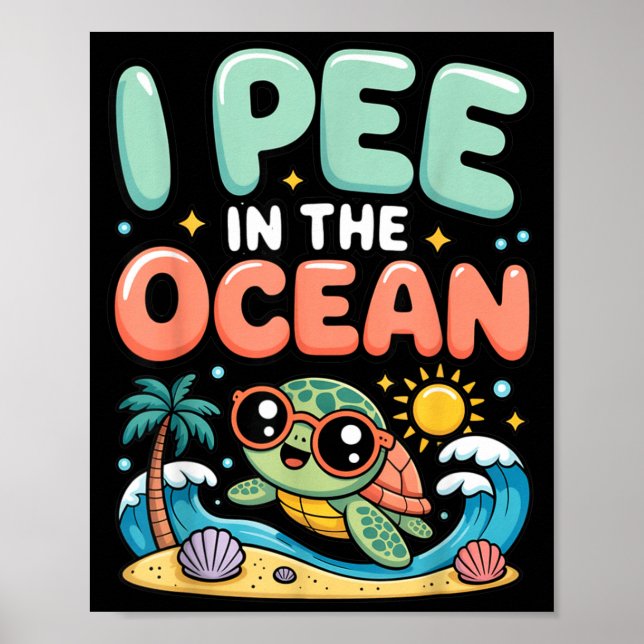Affiche Tortue Mignonne de Plage Sarcasique Drôle Enfants  (Devant)