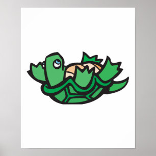 Affiche tortue mignonne sur le dos