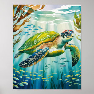 Affiche Tortue peinte