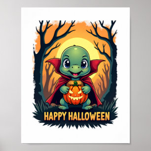 Affiche Tortue Tortue Boo Vampire Tricot Ou Traiter Hallow