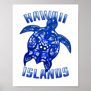 Affiche Tortue tribale Hawaii Vacances