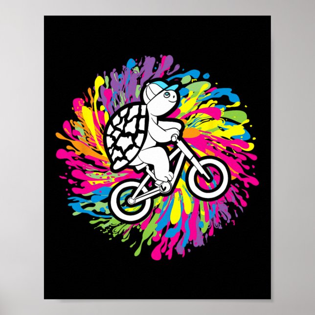 Affiche Tortue Vtt Cyclisme Vtt Passionné Tortue Terrestre (Devant)