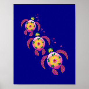 Affiche Tortues de mer Hawaiian Ohana Honu