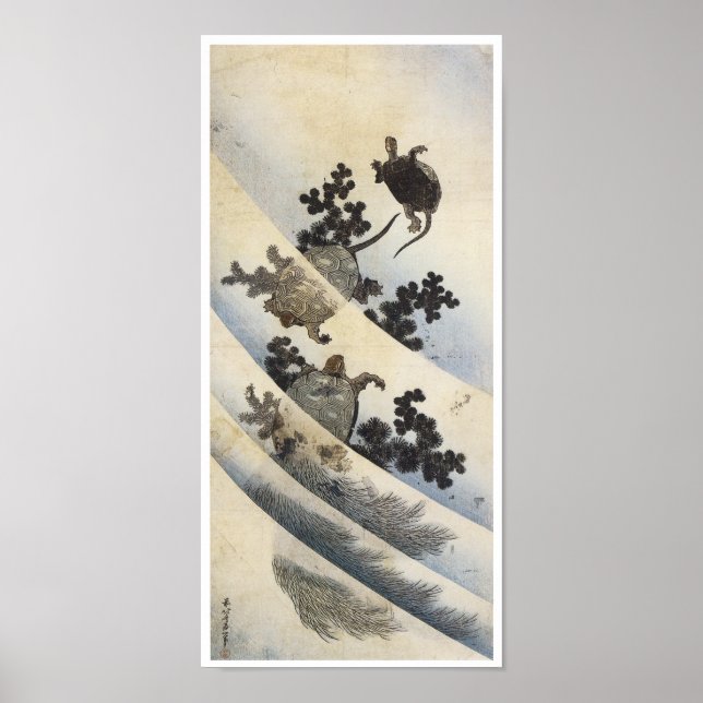Affiche Tortues de mer, Hokusai, 1832 (Devant)