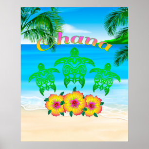 Affiche Tortues de mer Honu hawaïen