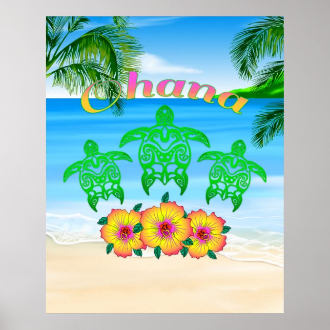 Affiche Tortues de mer Honu hawaïen (Devant)