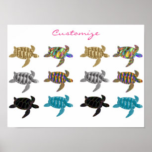 Affiche Tortues de mer multicolores Thunder_Cove