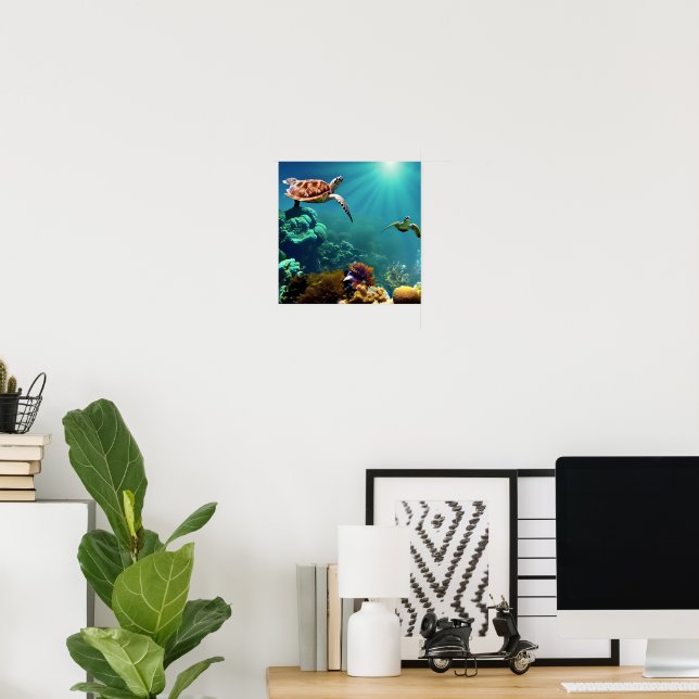 Affiche Tortues de mer Nager sous l'eau (Bureau à domicile)