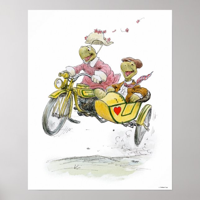 Affiche Tortues de moto Sidecar Imprimer (Devant)