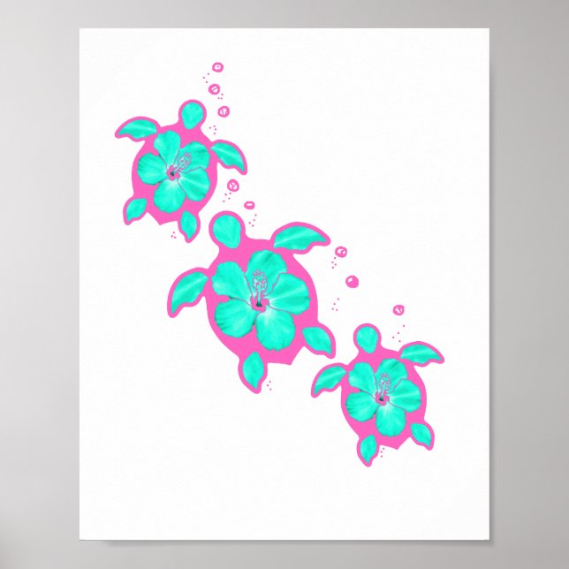 Affiche Tortues Hawaïennes Honu Côtières (Devant)