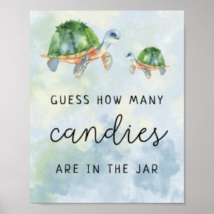 Affiche Tortues marines - Combien de bonbons jeu de baby s