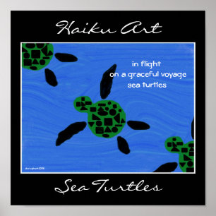 Affiche Tortues marines Haiku Art Imprimer