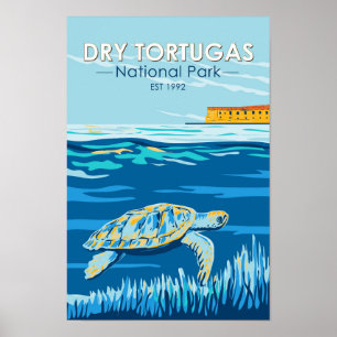 Affiche Tortugas Sec Parc National Turtle Vintage
