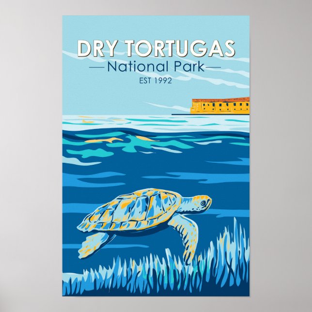 Affiche Tortugas Sec Parc National Turtle Vintage (Devant)