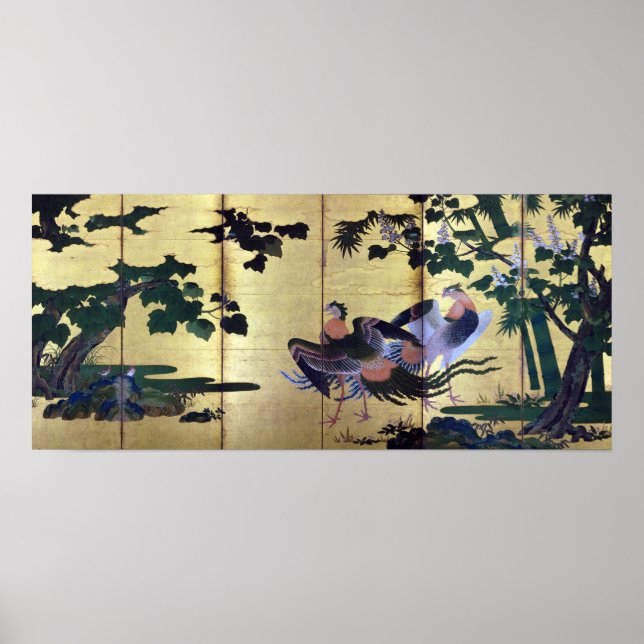 Affiche Tosa Mitsuyoshi Paon et Phoenixes (Devant)