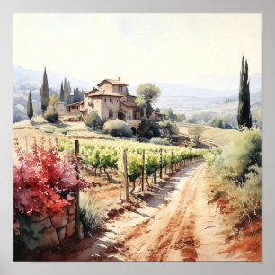 Affiche Toscane Aquarelle Art