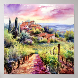 Affiche Toscane Aquarelle Art