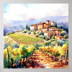 Affiche Toscane Aquarelle Art