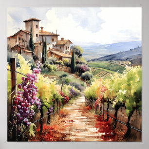 Affiche Toscane Aquarelle Art