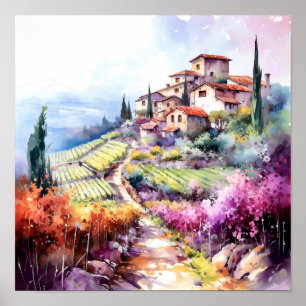 Affiche Toscane Aquarelle Art