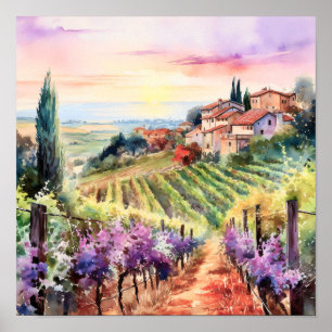 Affiche Toscane Aquarelle Art