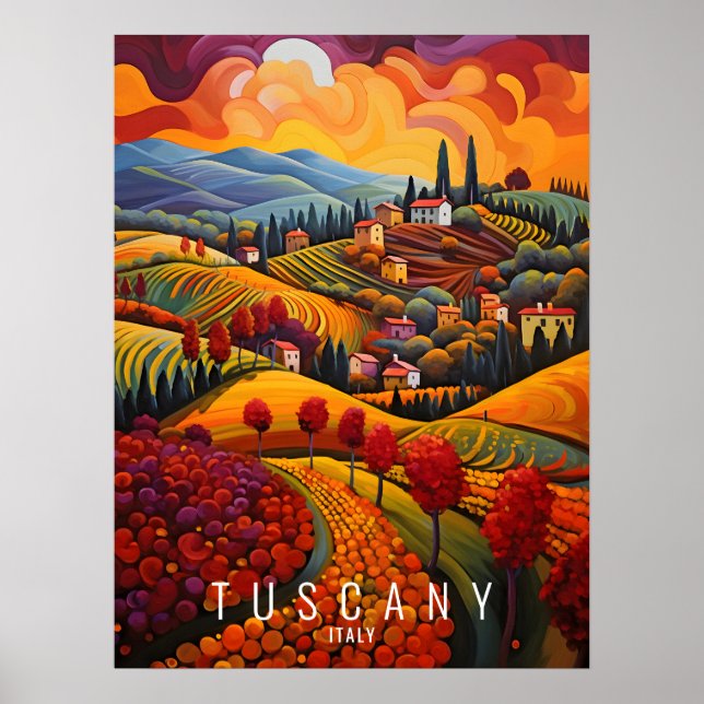Affiche Toscane en peinture d'automne | Italie | Art (Devant)
