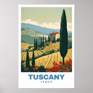 Affiche Toscane Italie Exotique Voyage Retro