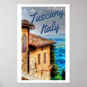 Affiche Toscane Italie Italien Villa toscane Voyage