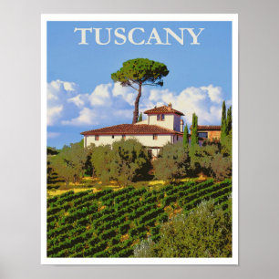 Affiche Toscane Italie Italienne Villa Retro Vintage voyag