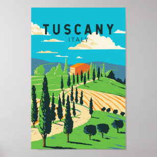 Affiche Toscane Italie Vignoble Voyage Art Vintage