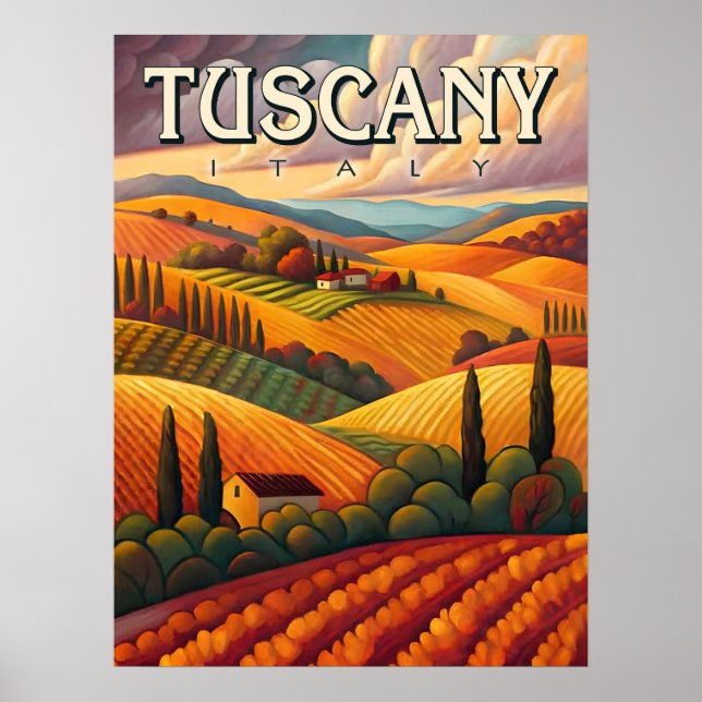 Affiche Toscane Italie Vintage voyage (Devant)