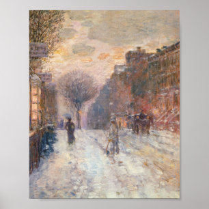 Affiche Tôt le soir après la chute de neige (Hassam 1906)