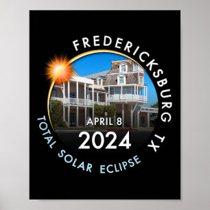 Affiche Total de l'éclipse solaire 2024 Fredericksburg T