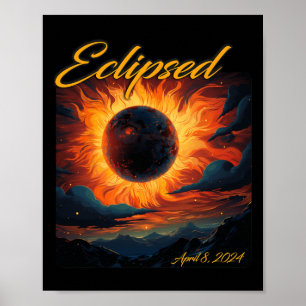 Affiche Total de l'éclipse solaire 2024 Sun Moon