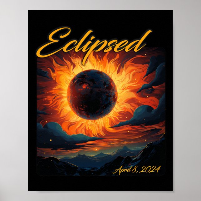 Affiche Total de l'éclipse solaire 2024 Sun Moon (Devant)
