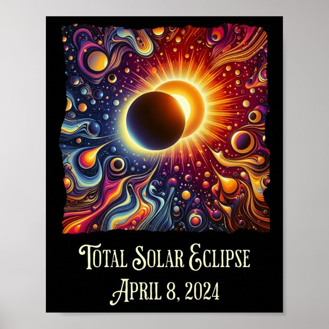 Affiche Total Eclipse 2024 Retro Super 60's 70's vibe (Devant)