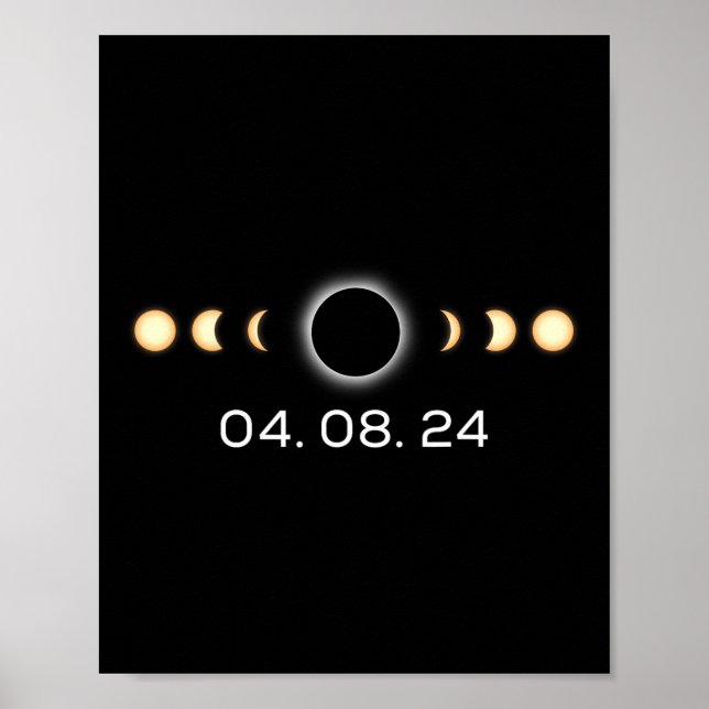 Affiche Total Éclipse Solaire 04.08.2024 Totalité Phases (Devant)