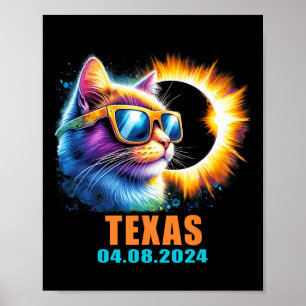 Affiche Total Éclipse Solaire 2024 Cat Éclipse Solaire Gle