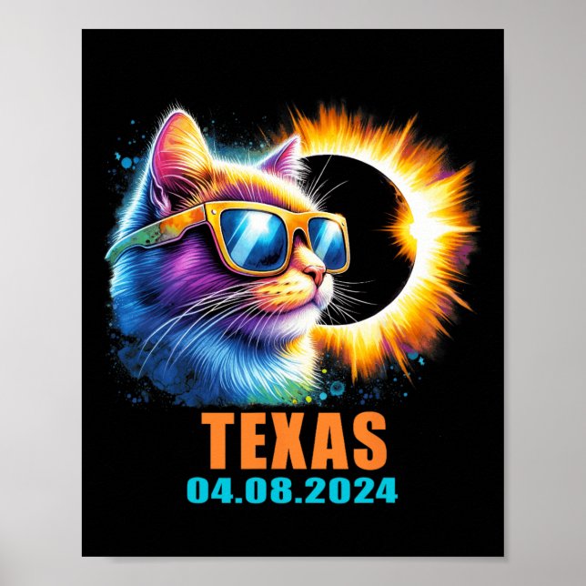 Affiche Total Éclipse Solaire 2024 Cat Éclipse Solaire Gle (Devant)